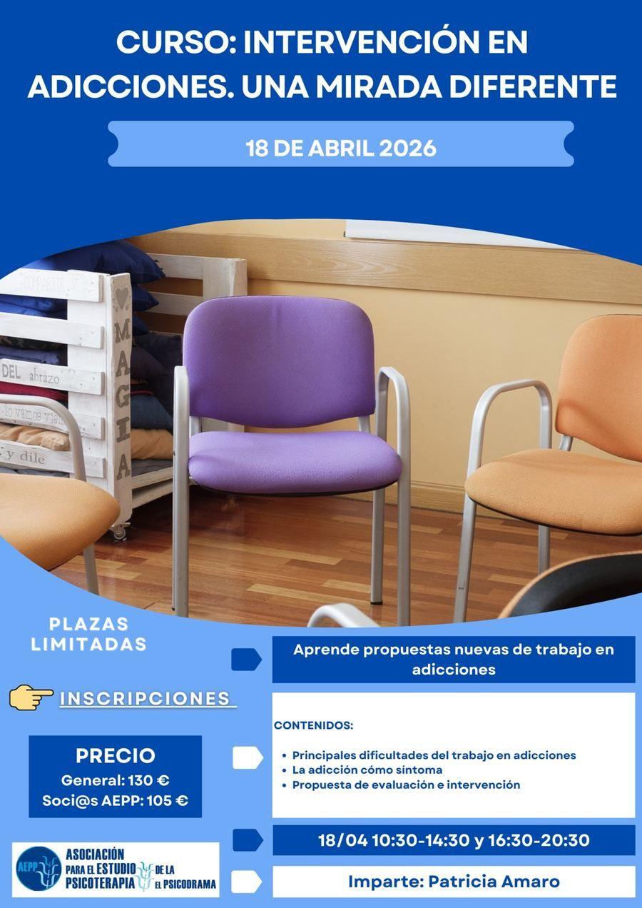 Cartel del curso Intervención en Adicciones. Una mirada diferente