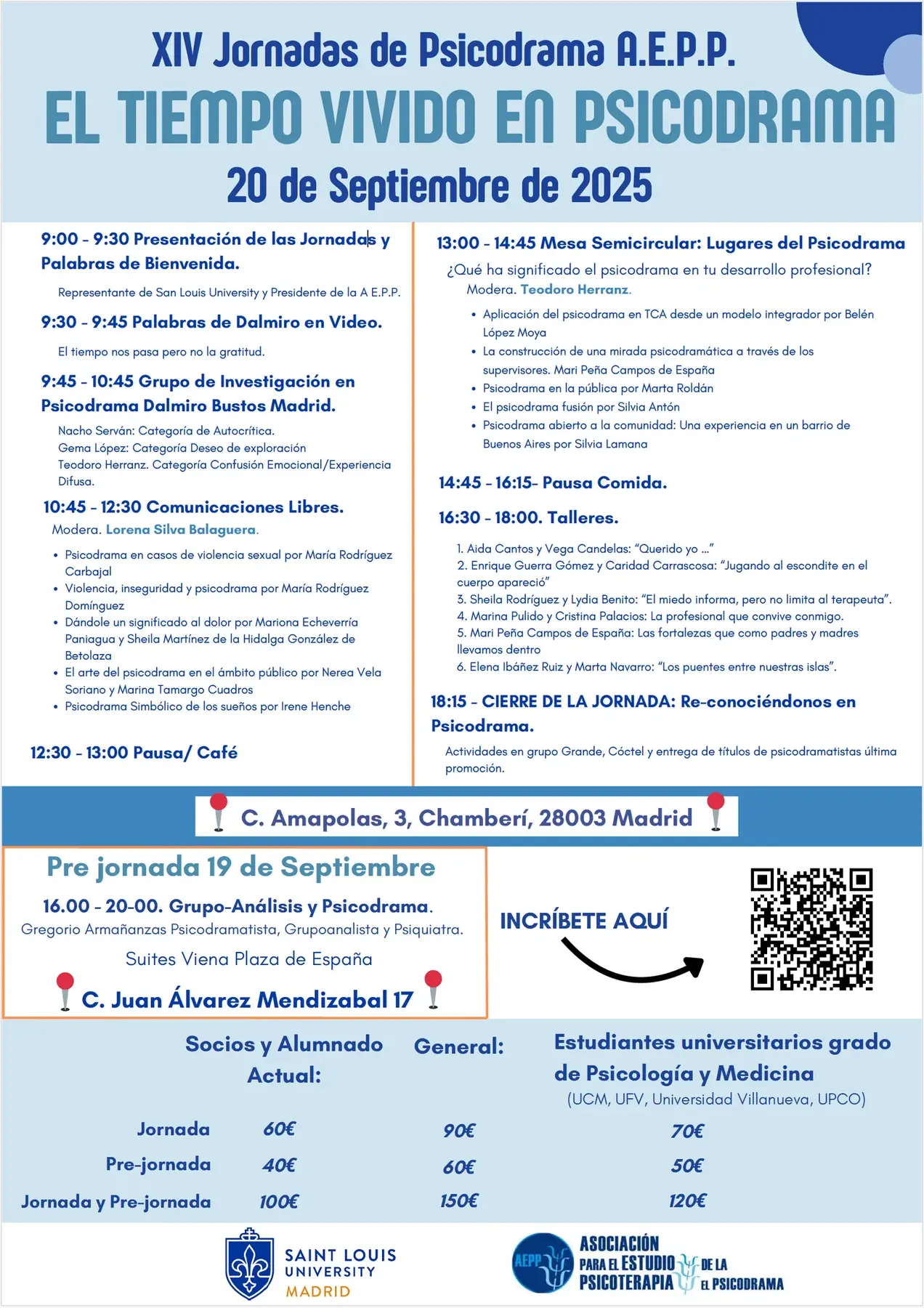 Cartel de las XIV Jornadas de Psicodrama A.E.P.P. El tiempo vivido en psicodrama