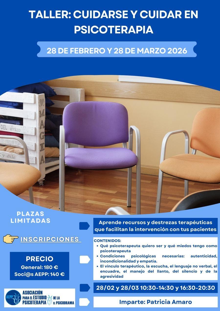 Cartel del taller Cuidarse y Cuidar en Psicoterapia